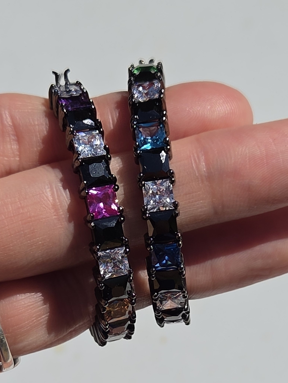 Kurt Geiger London Checkerboard Crystal Hoop Earrings - Picture 5 of 5